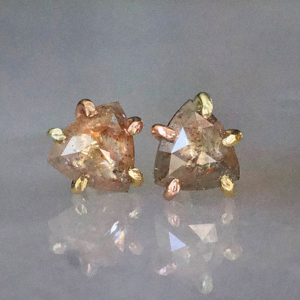 Peach 1.38ct Rose Cut Diamond Studs