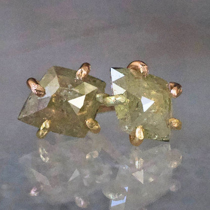 Yellow 1.1ct Rose Cut Diamond Studs