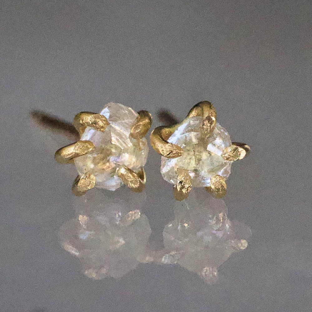 White Rough .25ct Diamond Studs