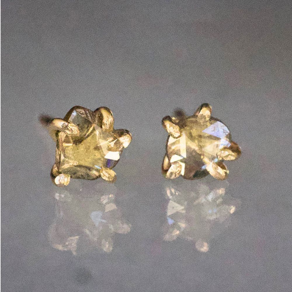 Cognac .25ct Rose Cut Diamond Studs
