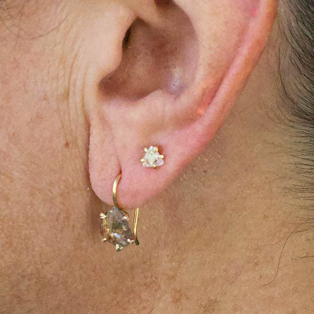 Peach 1.65ct Rose Cut Diamond Hook Earrings