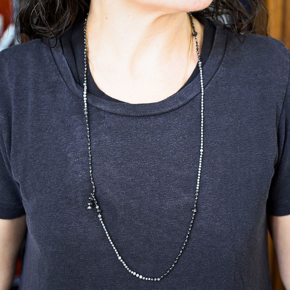 Natural Black and Grey Diamond Lariat