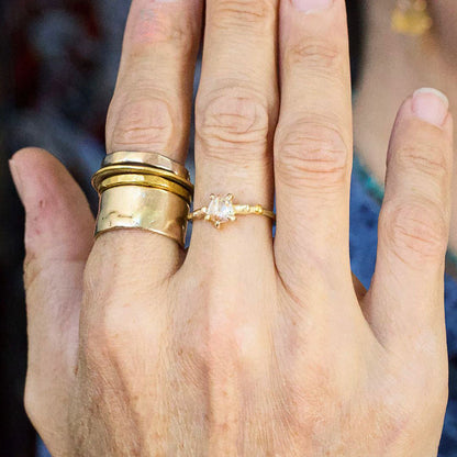 Peach Pear Shaped .9ct Rose Cut Diamond on a 14k Yellow Gold Band