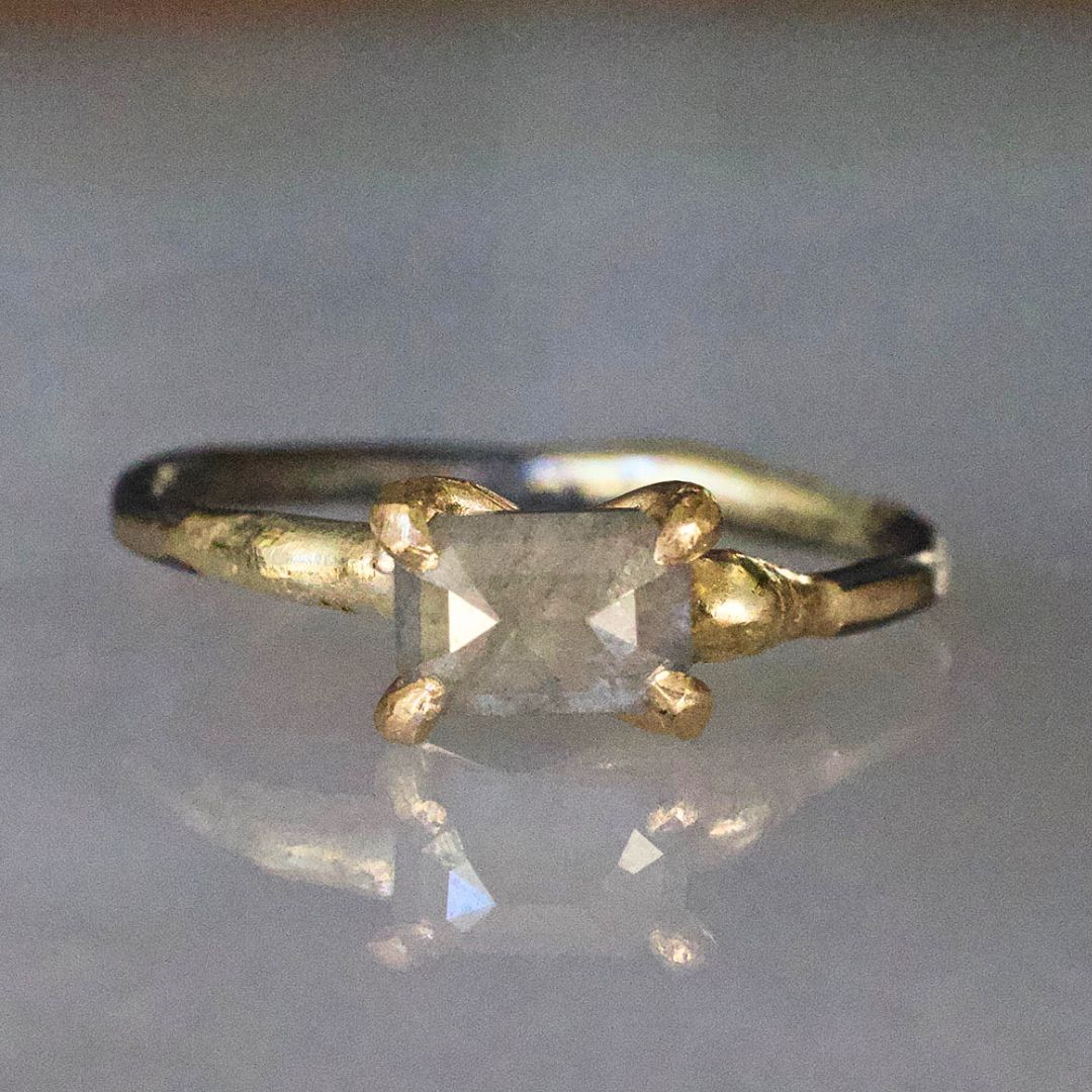 Grey 1.02 ct Emerald Cut Diamond Ring