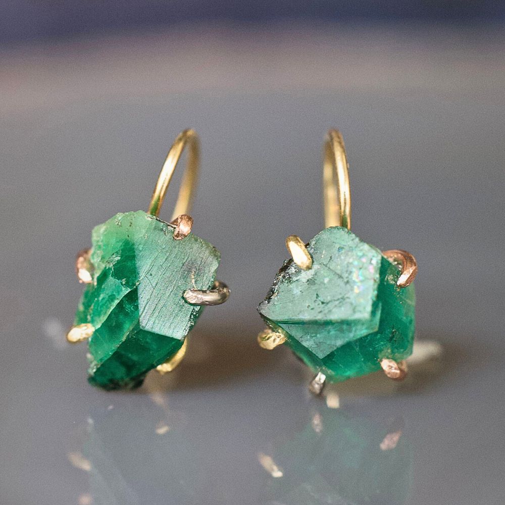 Zambian Emerald Hook Earrings