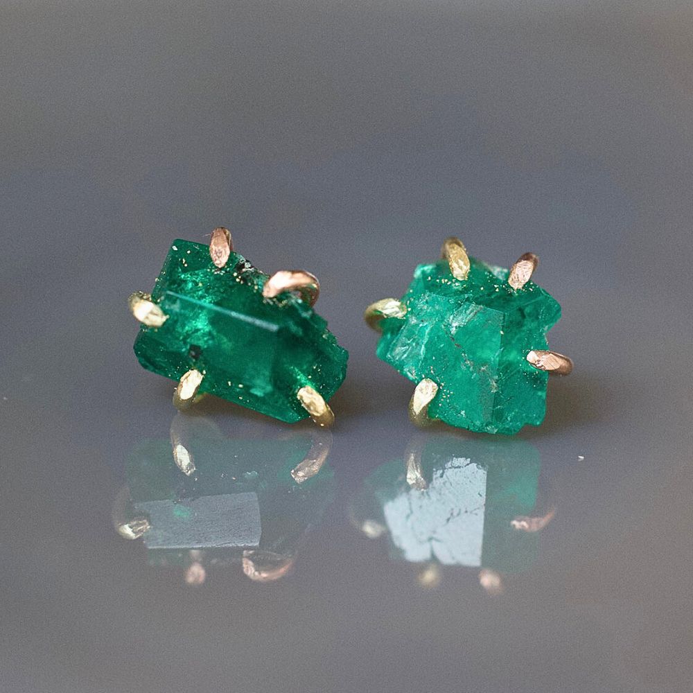 Zambian Emerald Medium Stone Studs