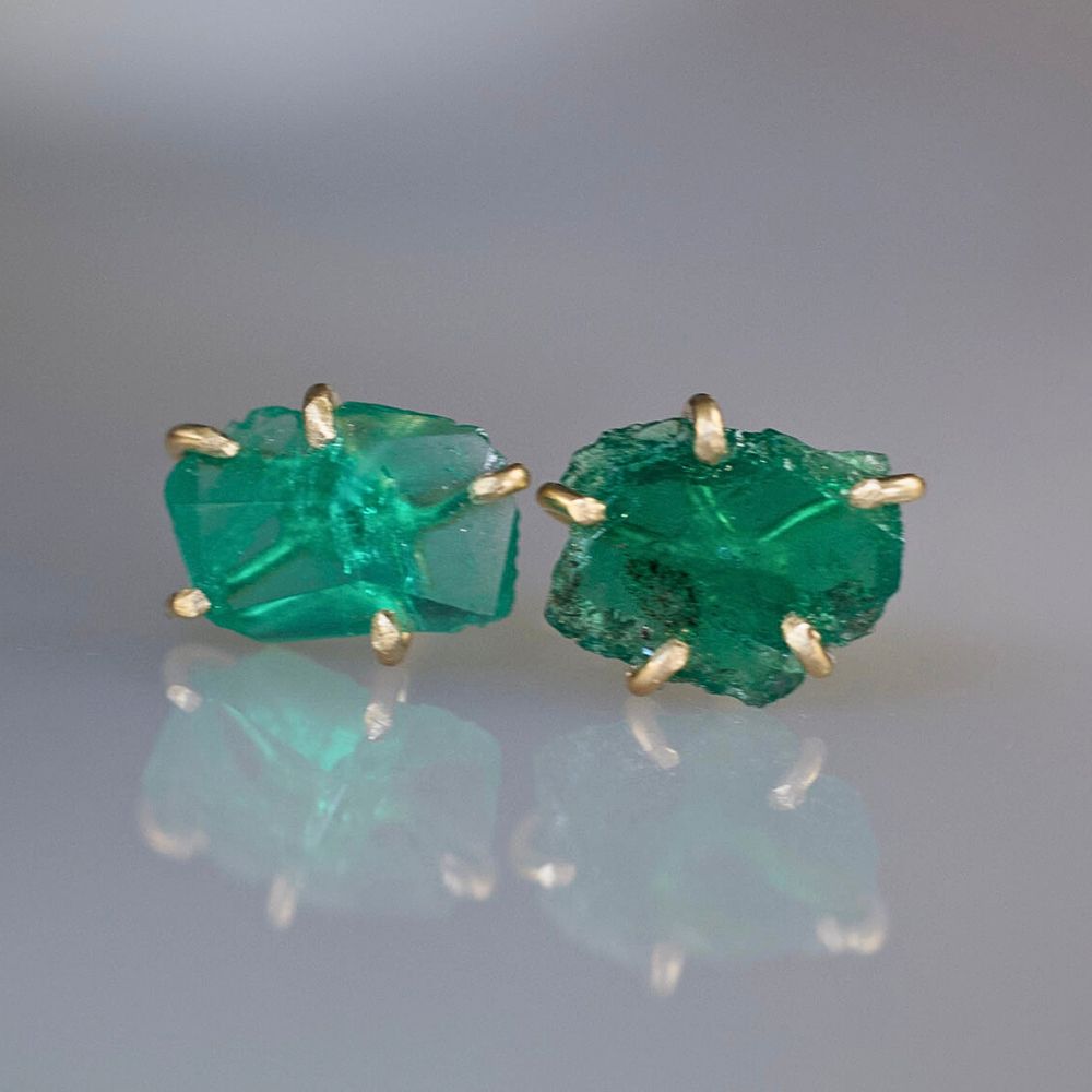 Zambian Emerald Medium Stone Studs