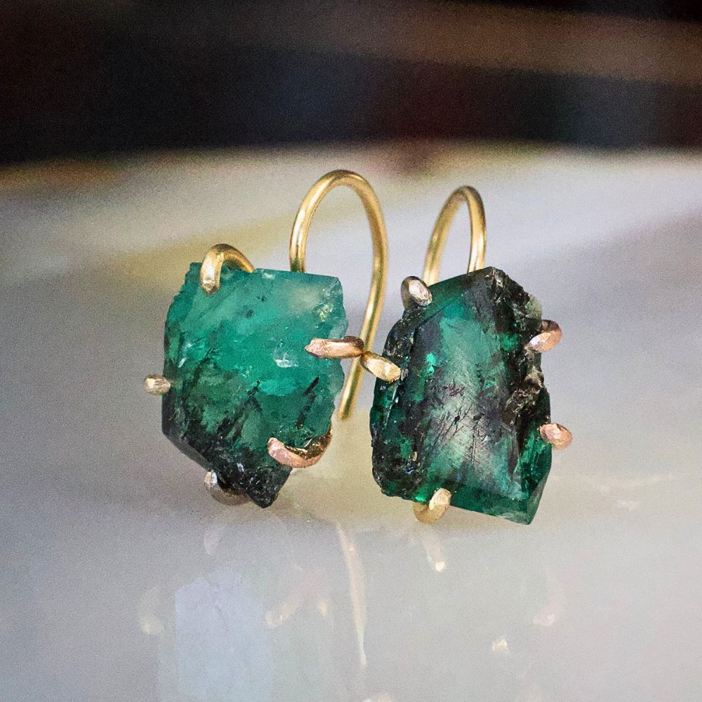 Zambian Emerald Hook Earrings (
