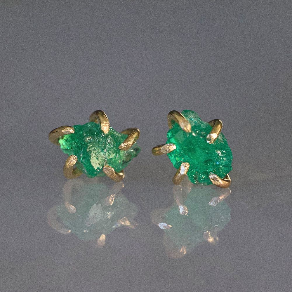 Zambian Emerald Extra Small Stone Studs