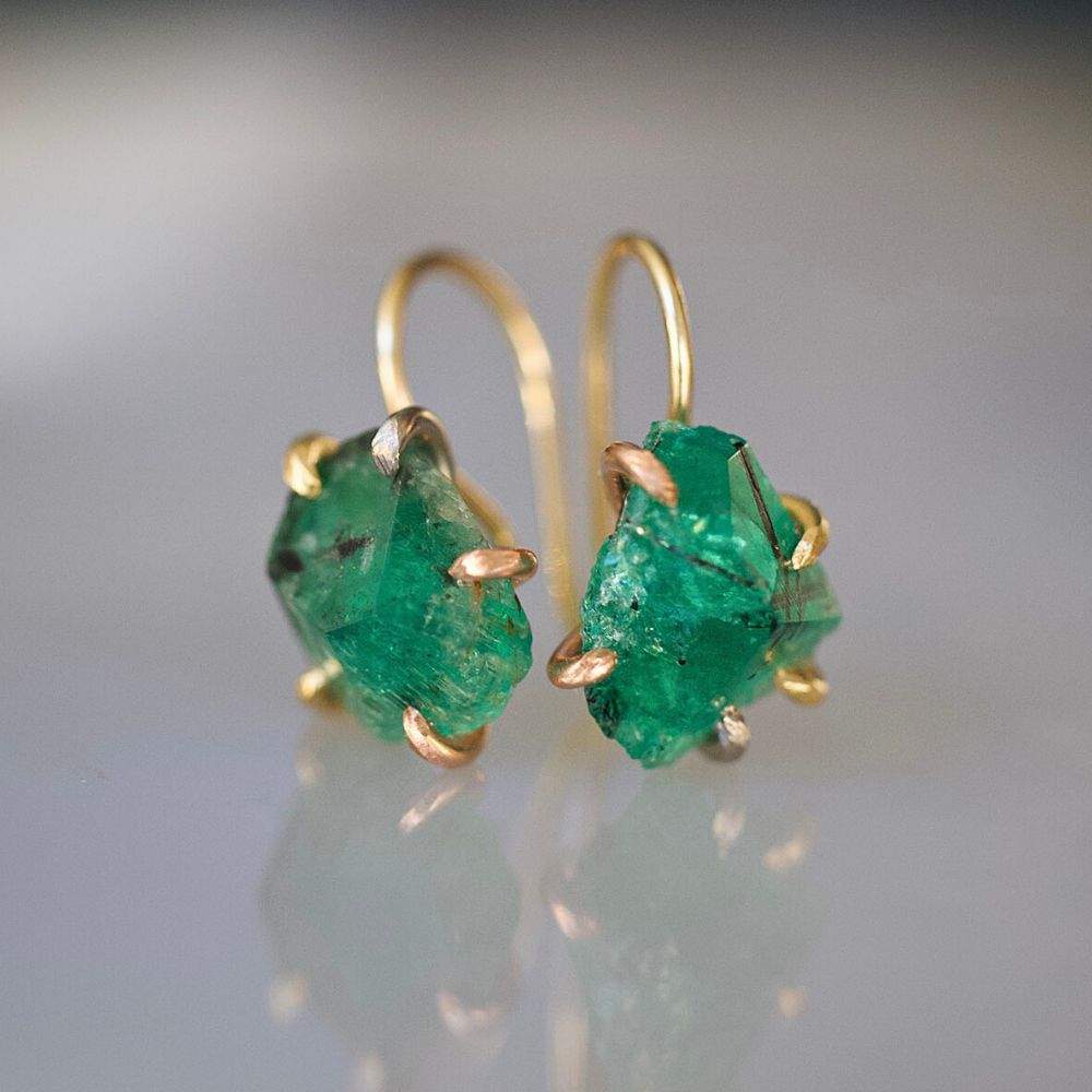 Zambian Emerald Hook Earrings