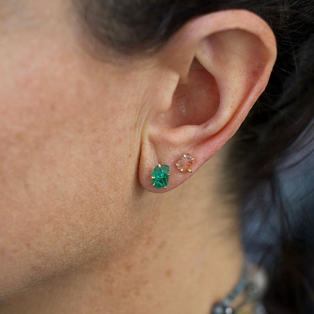 Zambian Emerald Medium Stone Studs