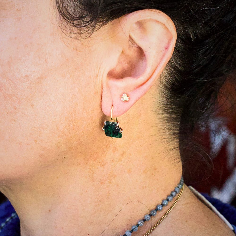 Zambian Emerald Hook Earrings (