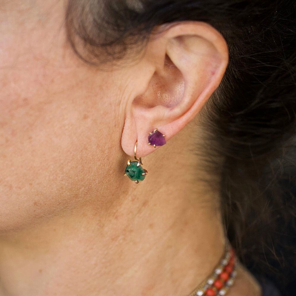 Zambian Emerald Hook Earrings