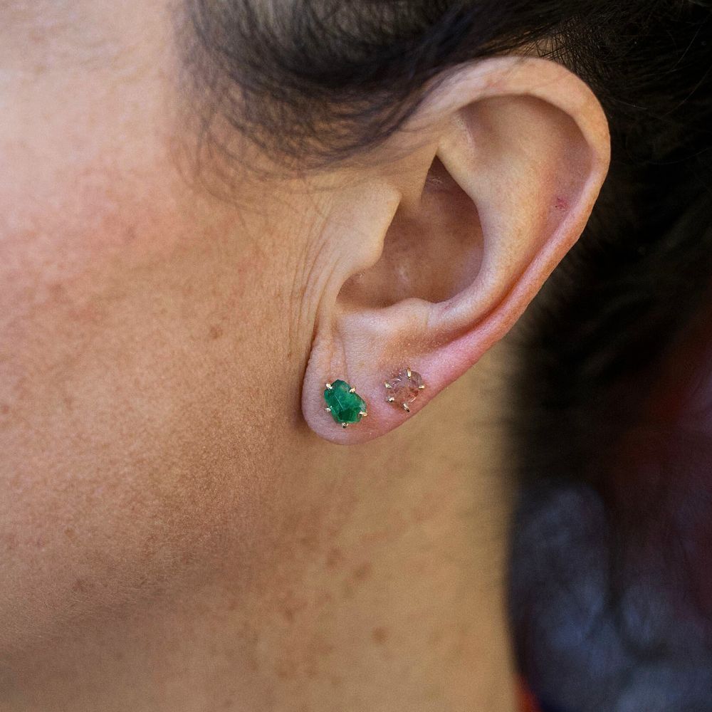 Zambian Emerald Single Small Stone Stud