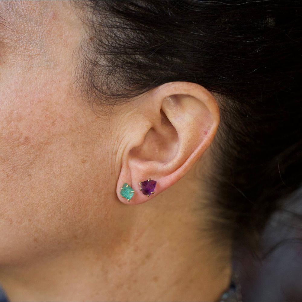 Light Zambian Emerald Small Stone Studs