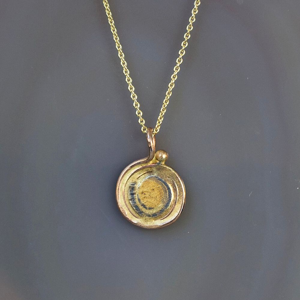 Evil Eye Small Pendant with a Yellow Gold Cable Chain
