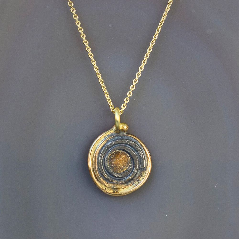 Evil Eye Small Pendant with a Yellow Gold Cable Chain