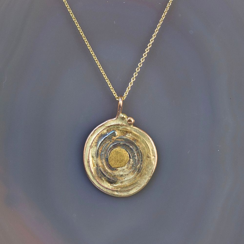Evil Eye Large Pendant with a Yellow Gold Cable Chain