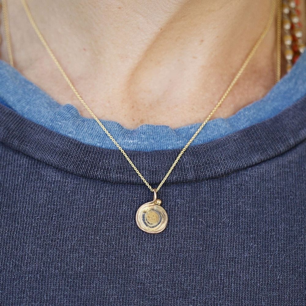 Evil Eye Small Pendant with a Yellow Gold Cable Chain