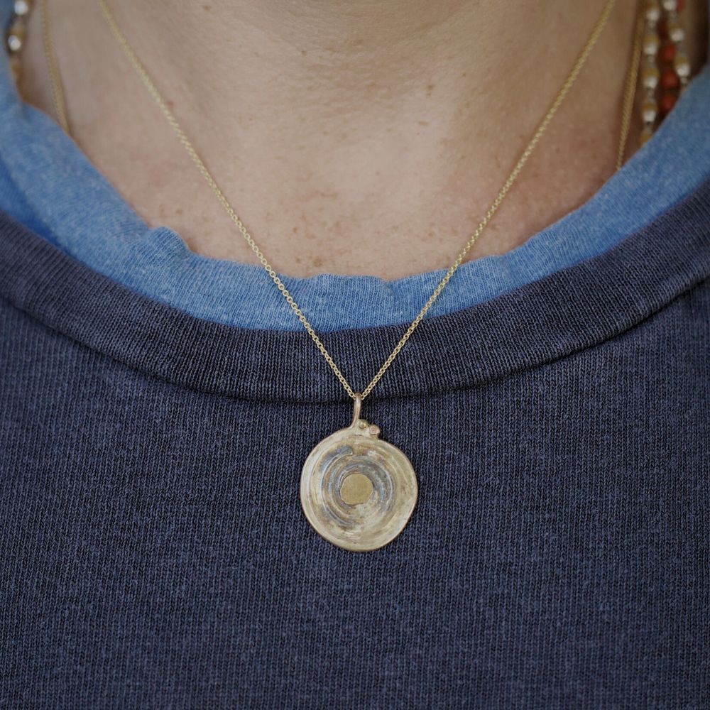 Evil Eye Large Pendant with a Yellow Gold Cable Chain