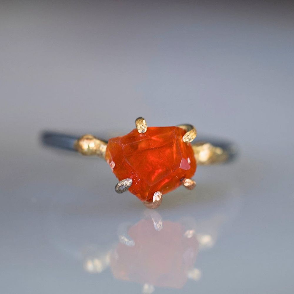 Mexican Fire Opal Small Stone Ring