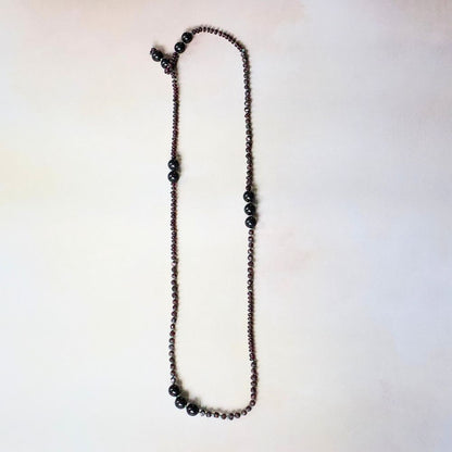 Garnet and Black Jade Lariat 36 Inches