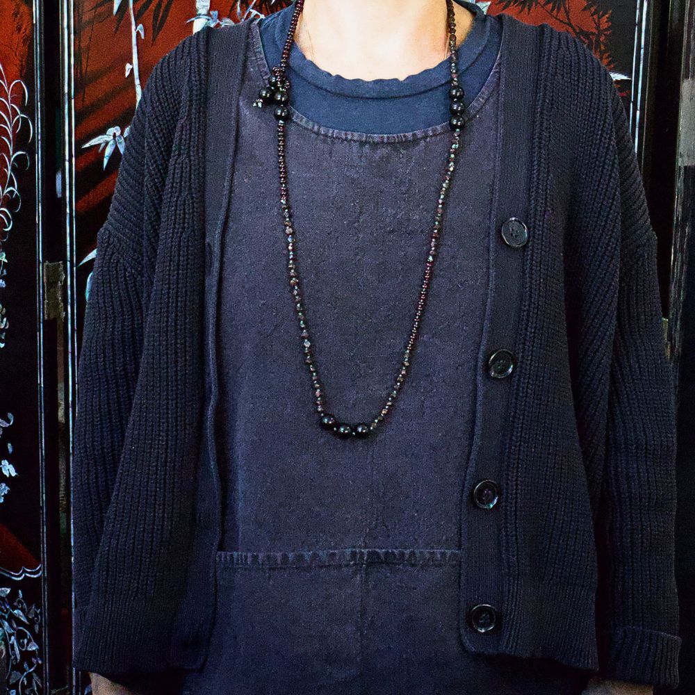 Garnet and Black Jade Lariat 36 Inches