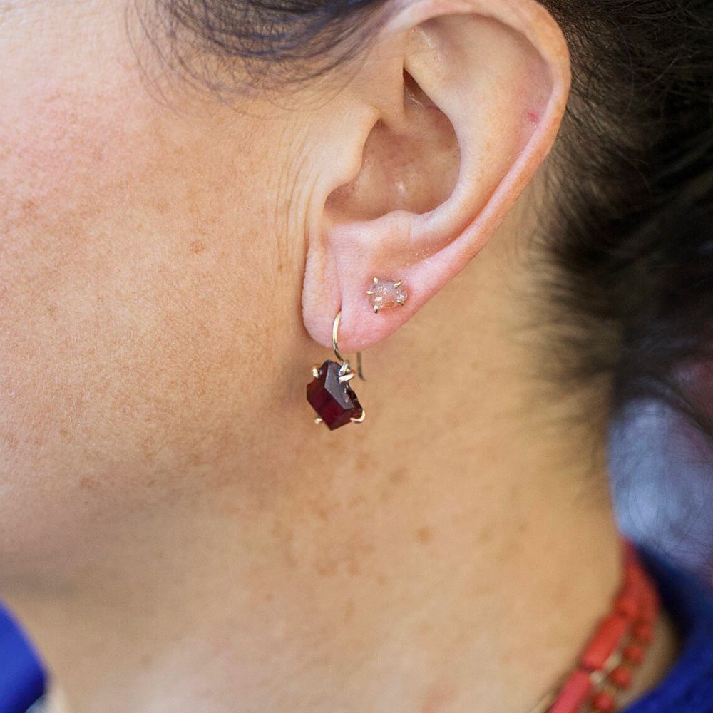 Garnet Single Hook Earring