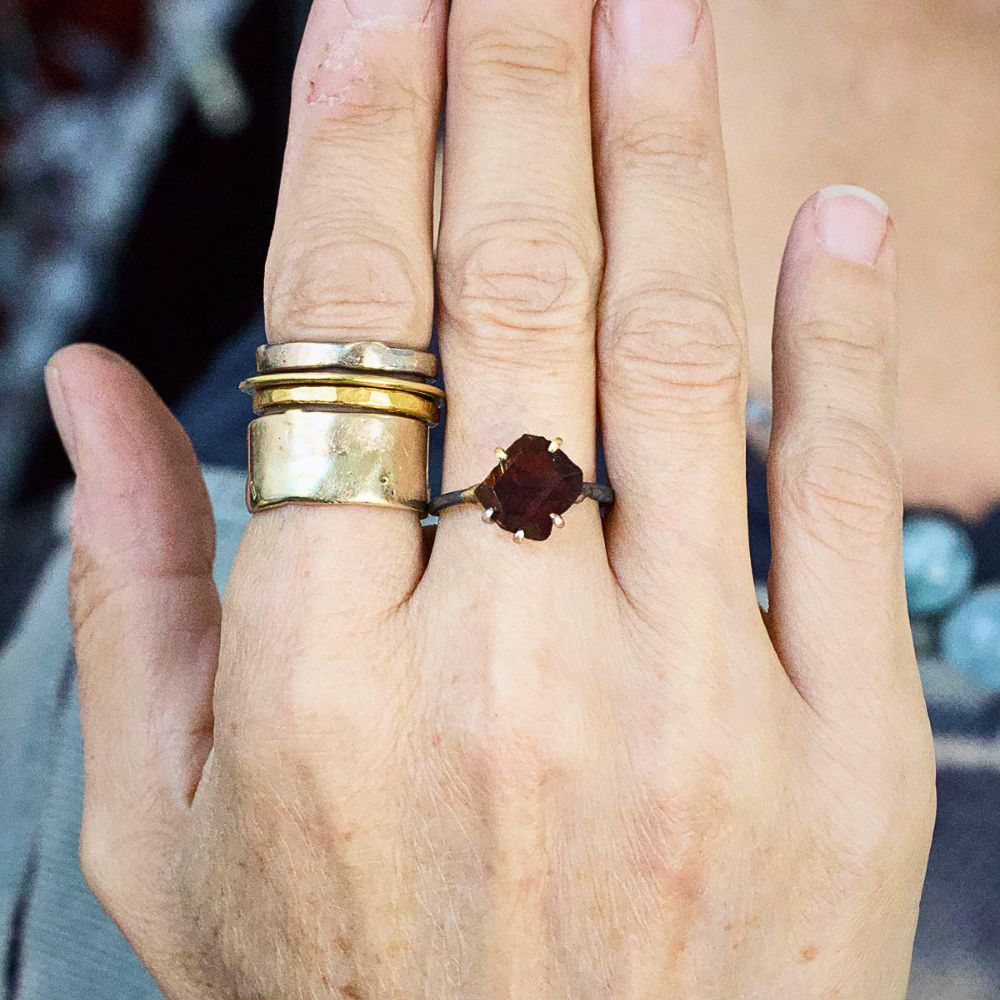 Deep Red Garnet Medium Stone Ring