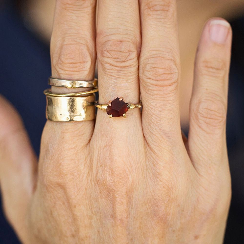 Garnet Small Stone Ring