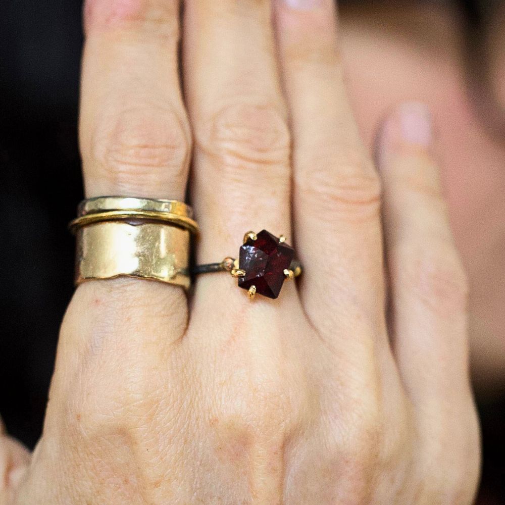 Garnet Small Stone Ring