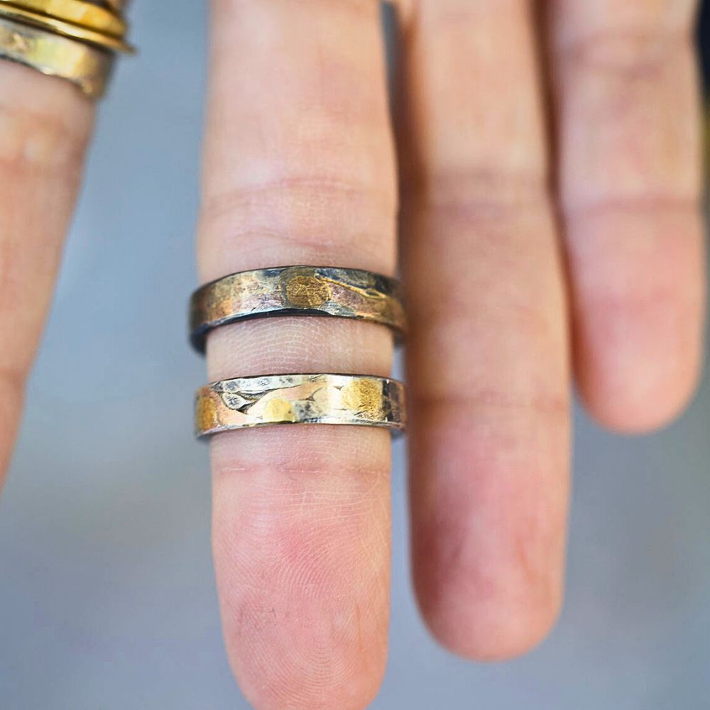 Gold and Silver Flat Ribbon Ring