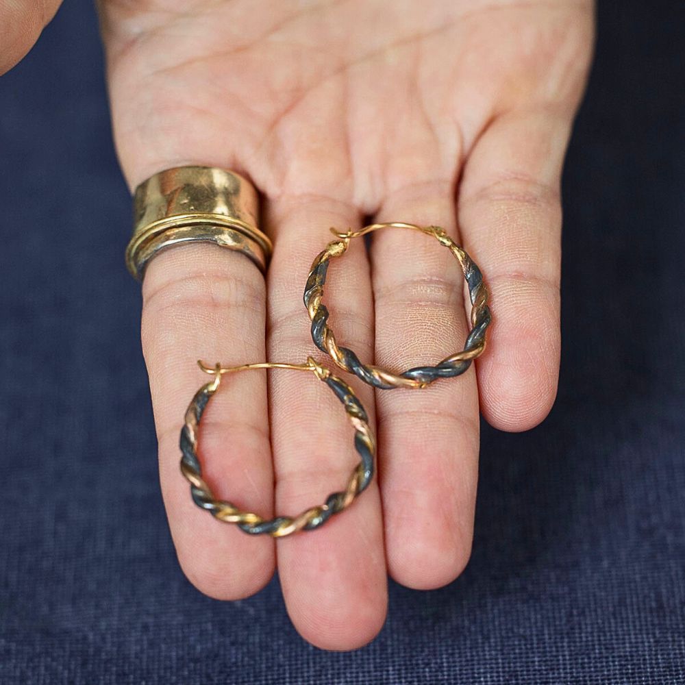 Maya Large Gold and Silver Hoops
