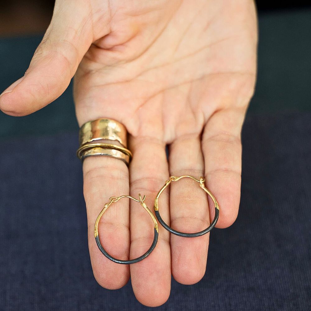 Madonna Medium Gold and Silver Hoops