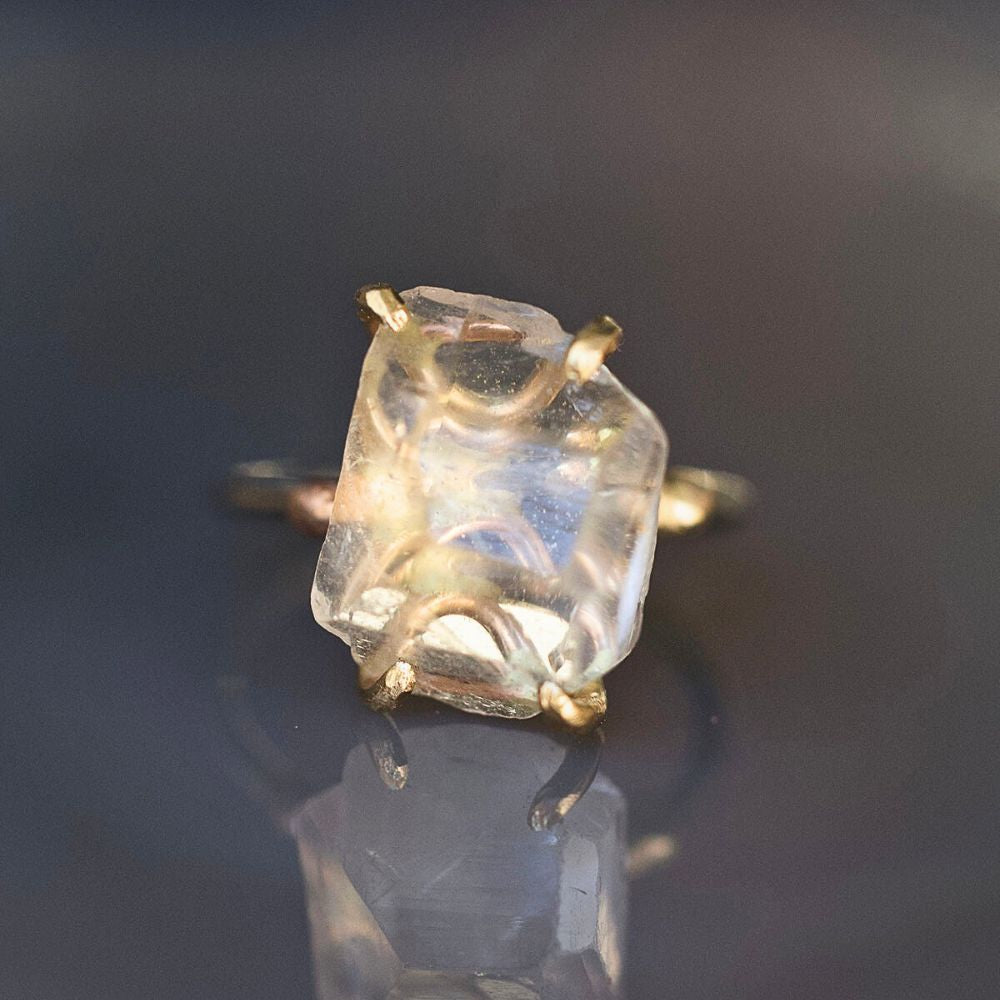 Topaz Medium Stone Ring on a Palladium and Gold Band