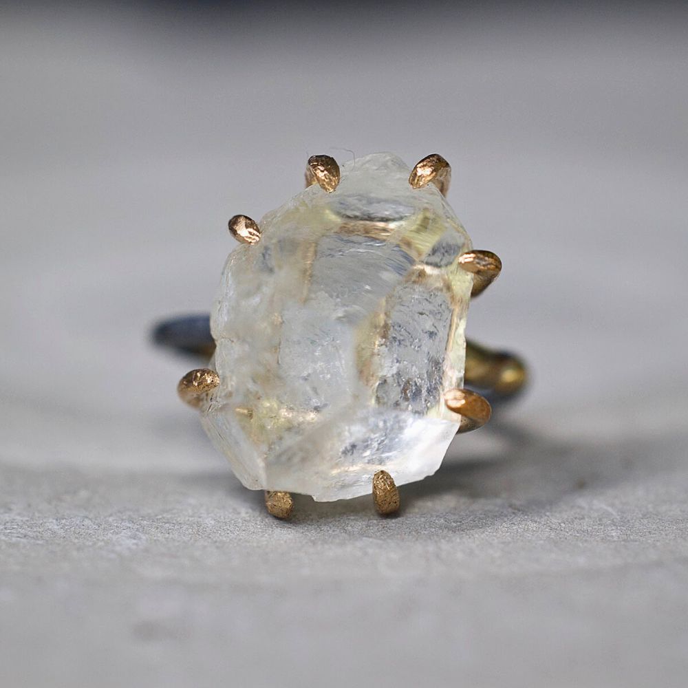Goshenite Large Stone Ring
