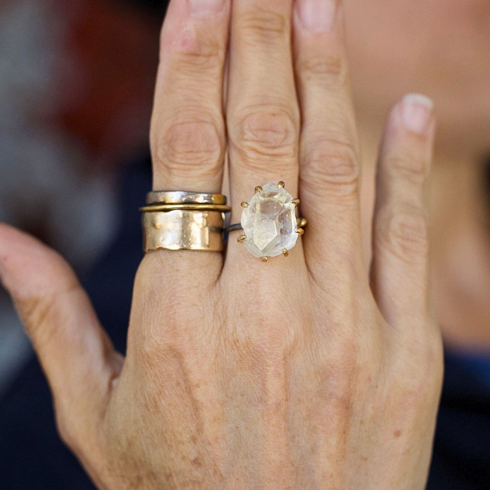 Goshenite Large Stone Ring
