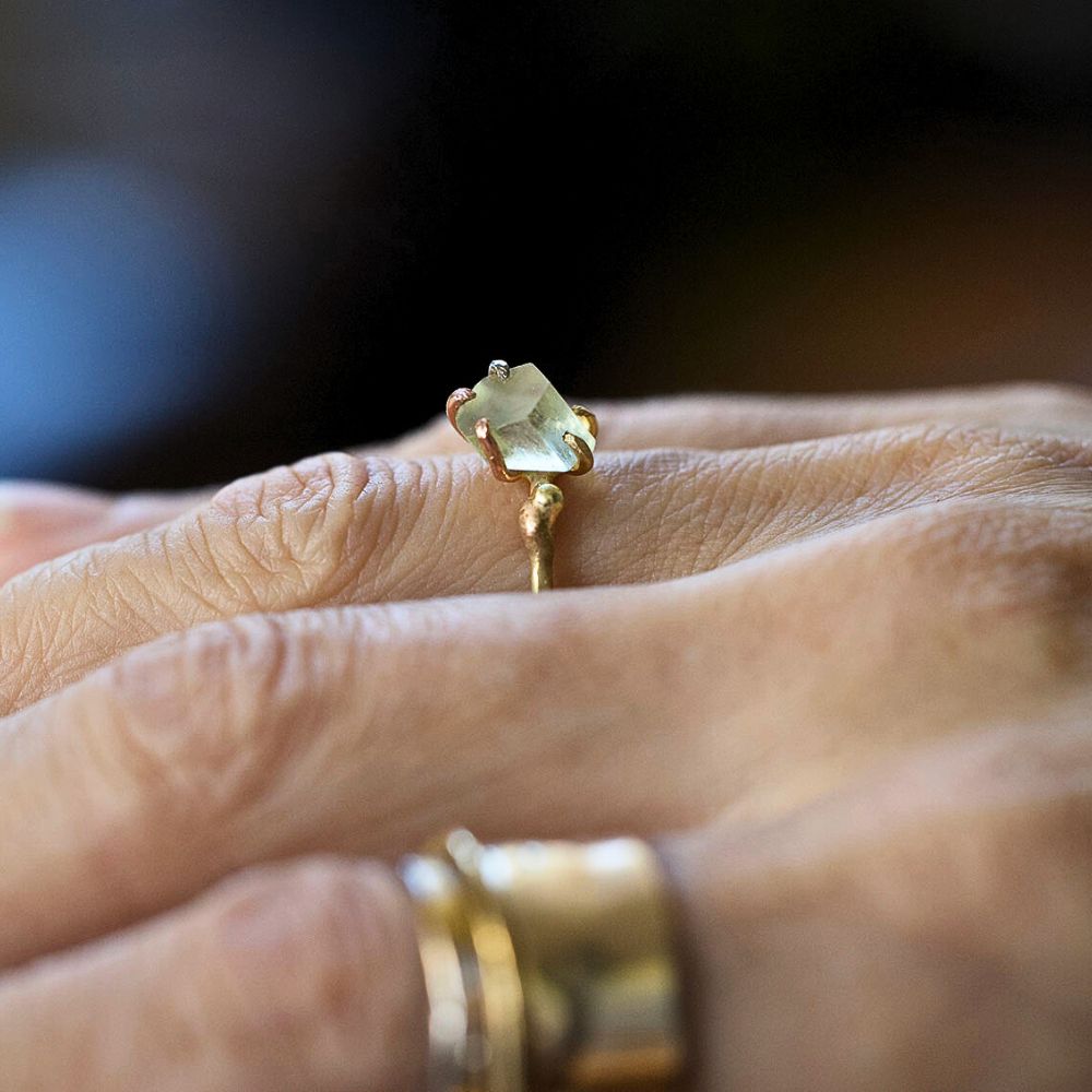 Heliodor Small Stone Ring on a Yellow Gold Band