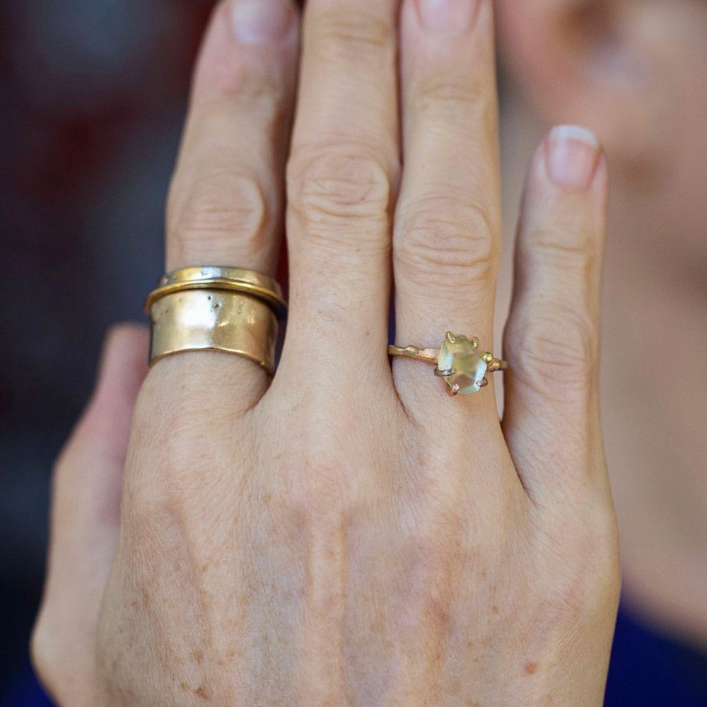 Heliodor Small Stone Ring on a Yellow Gold Band