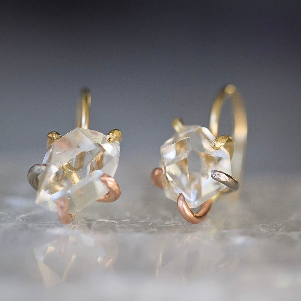 Herkimer Quartz Hook Earrings