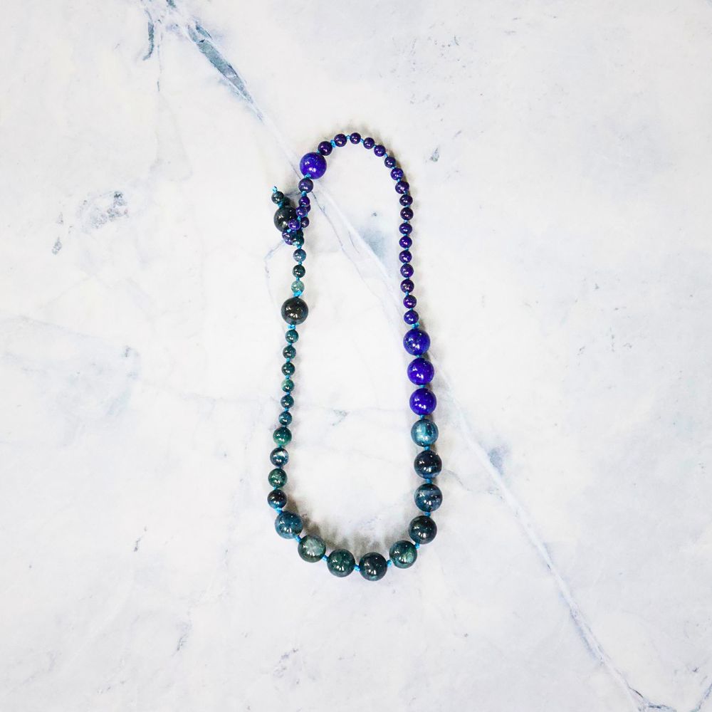 Lapis and Rickterite Lariat 18 inches