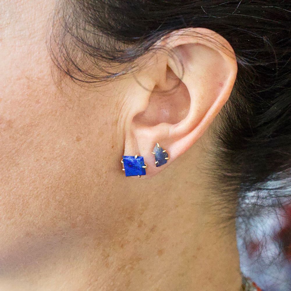 Lapis Large Stone Studs