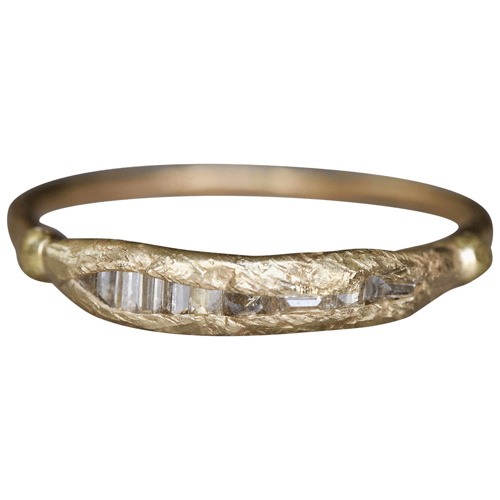 Baguette Diamond Band on a Yellow Gold Band