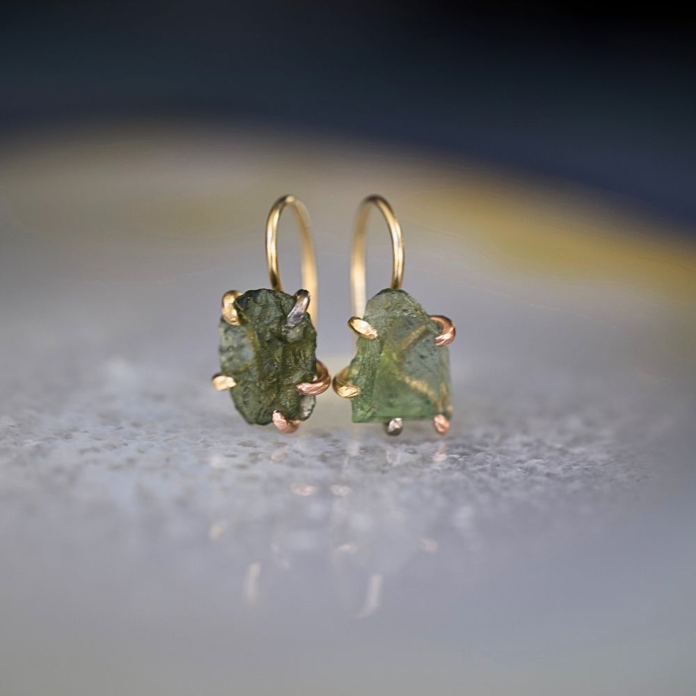 Moldavite Hook Earrings