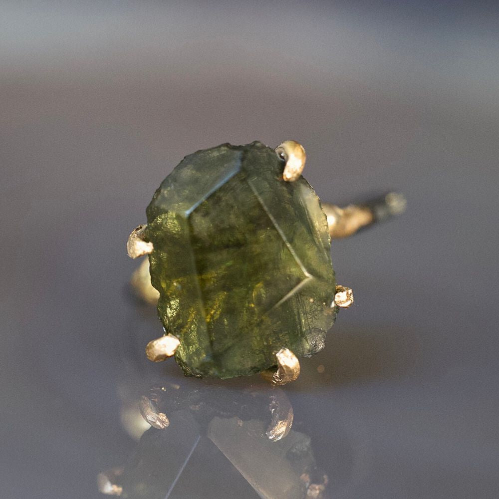 Moldavite Medium Stone Ring