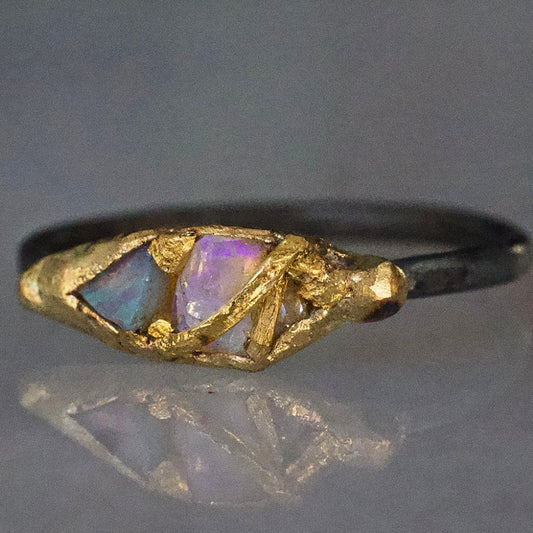 Australian Opal and Rose Cut Diamond Band