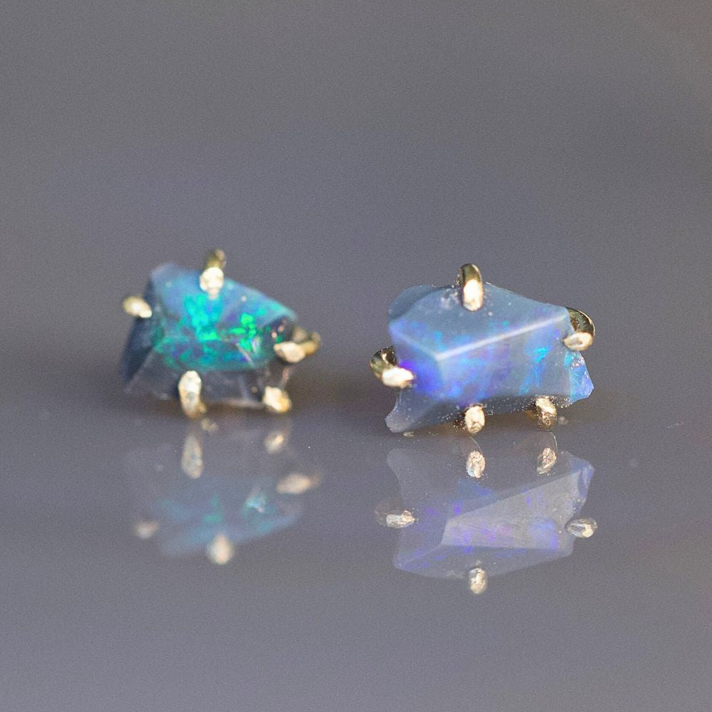 Australian Dark Opal Small Stone Studs