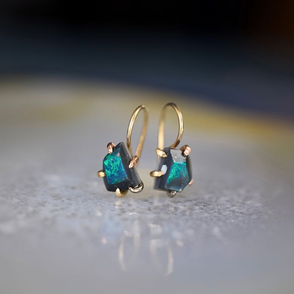 Australia Dark Opal Hook Earrings