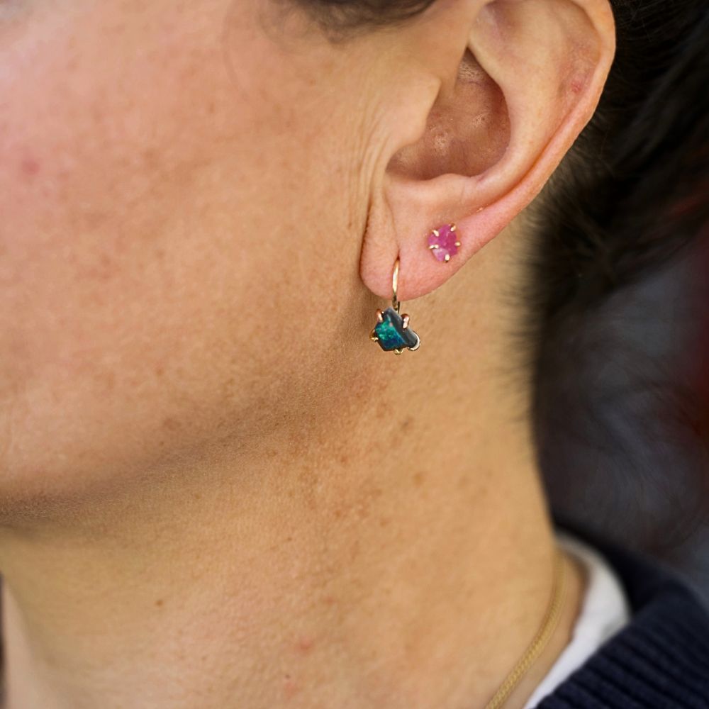Australia Dark Opal Hook Earrings