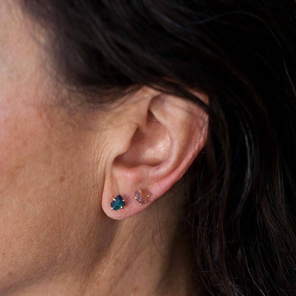 Australian Dark Opal Small Stone Studs